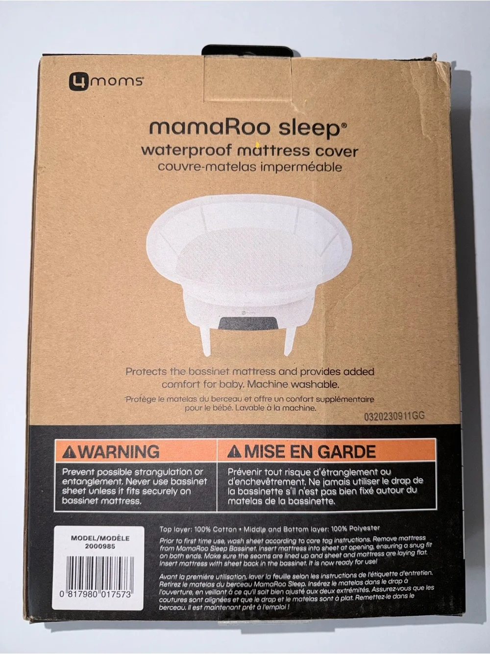 4Moms MamaRoo Sleep Waterproof Mattress Cover - White. NEW